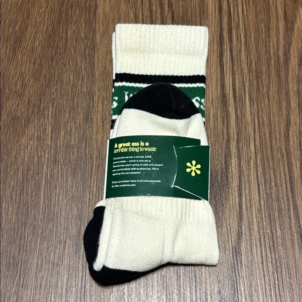 Worldclass Cream Black Crew Socks Streetwear Unisex New